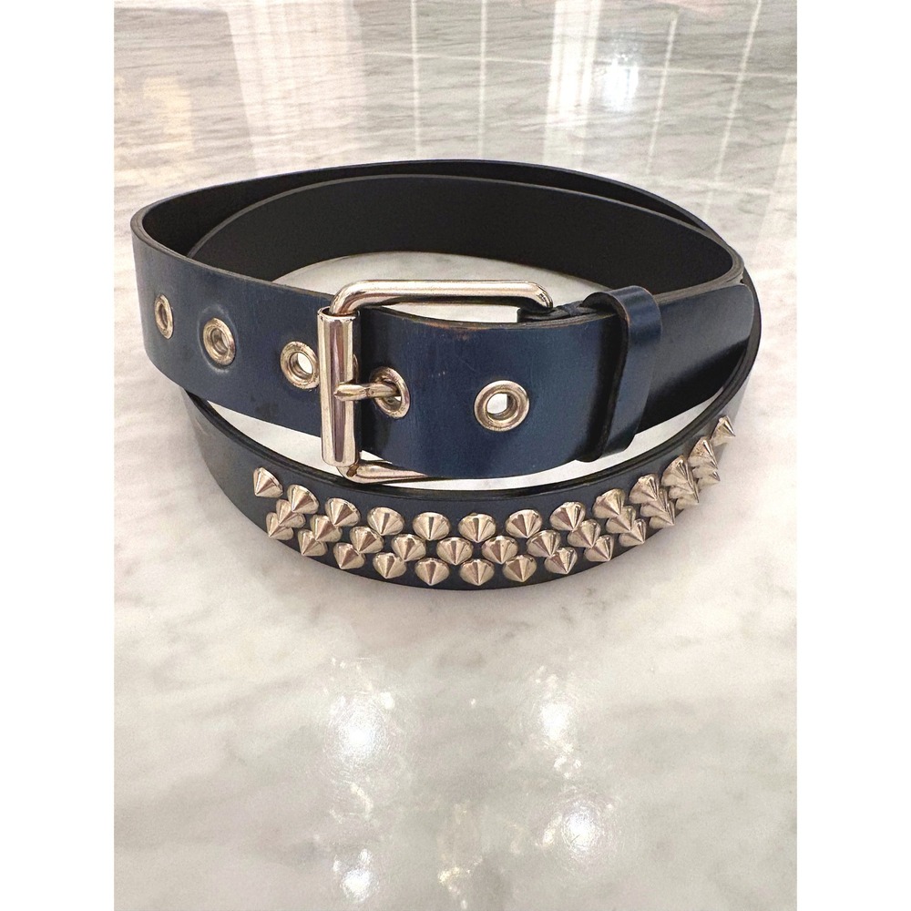 Giuseppe Zanotti Blue Leather Studded Plus Belt Italy Punk Moto 44-49" 1X/2X 115